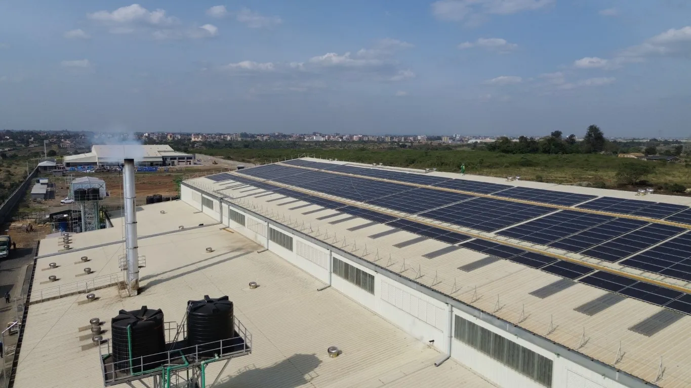 Large rooftop solar installation serving an African industrial facility