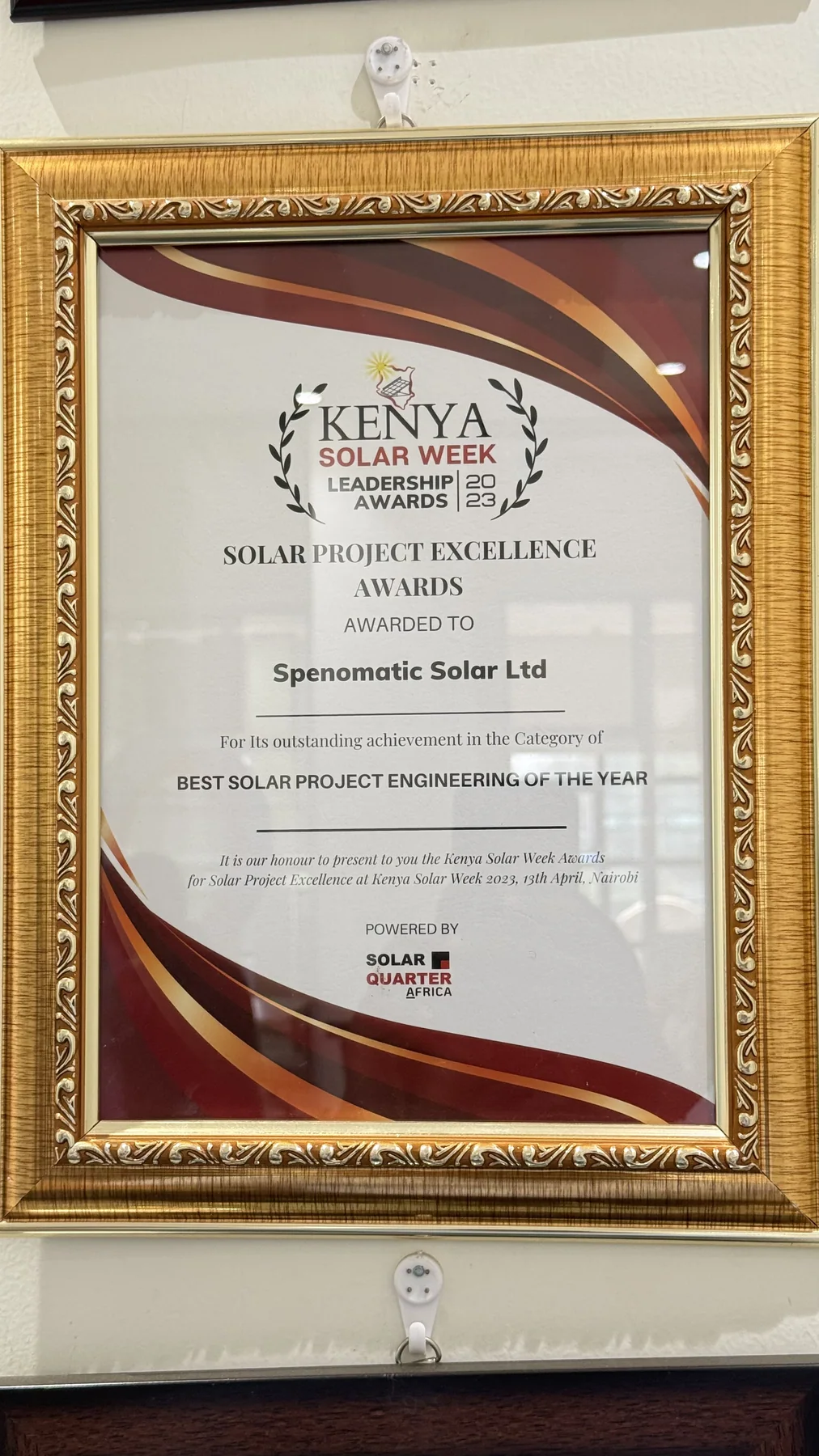 Best Solar Project Engineering of the Year — Spenomatic Solar Ltd